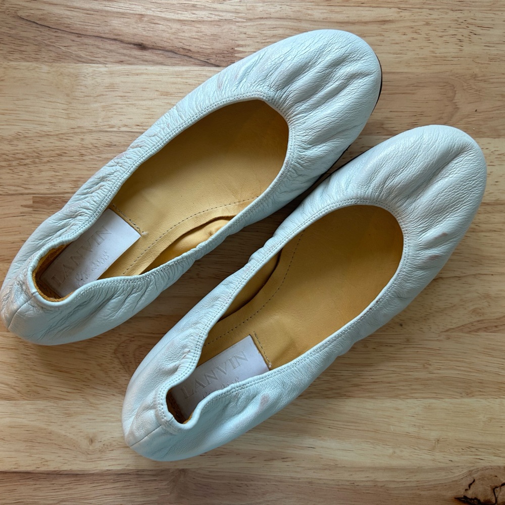 LANVIN ☁️ White Creamy Ballet Flats Paris